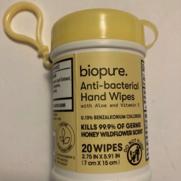 3 Biopure Antibacterial Travel Size Hand Wipes Keychain(Honey W,M Breeze,Jasmine - Picture 2 of 7